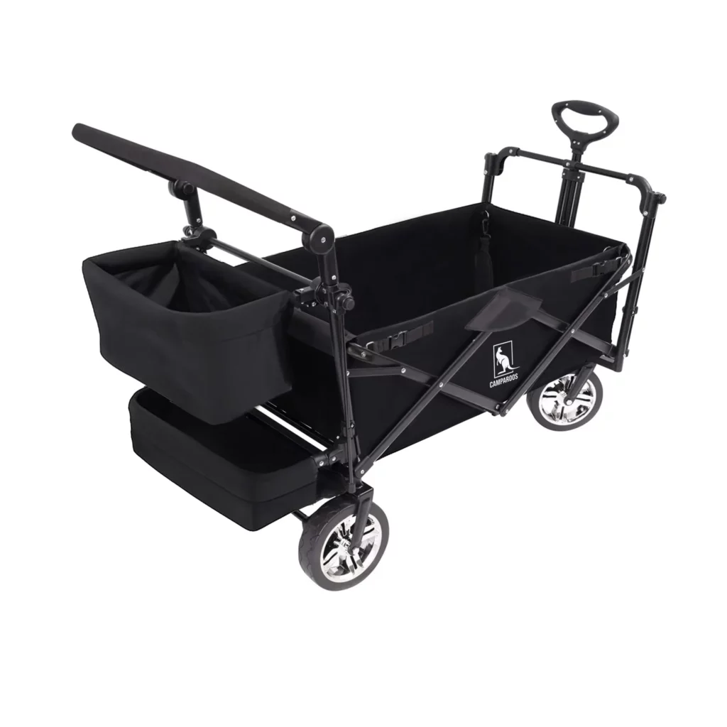 Wagon Trolley Foldable Push-Pull with Canopy - Black